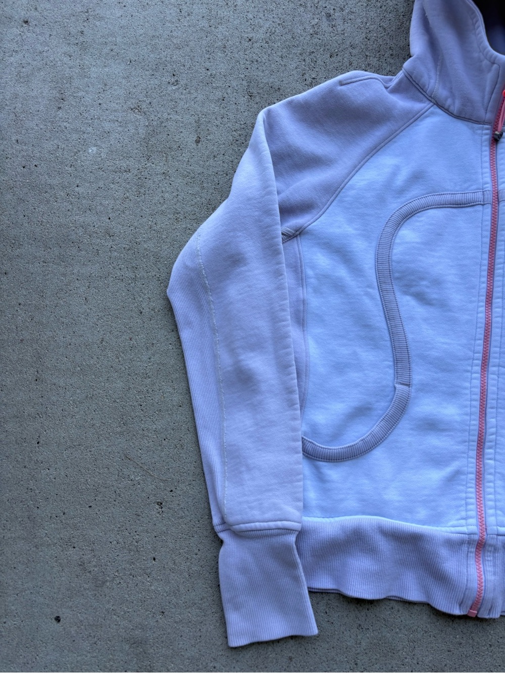 Lululemon Scuba Full Zip Hoodie Womens S/M White Pink Zipper Cotton - Picture 3 of 7